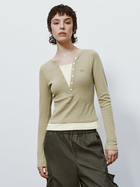 2 In 1 Notch Collar Skinny T-Shirt