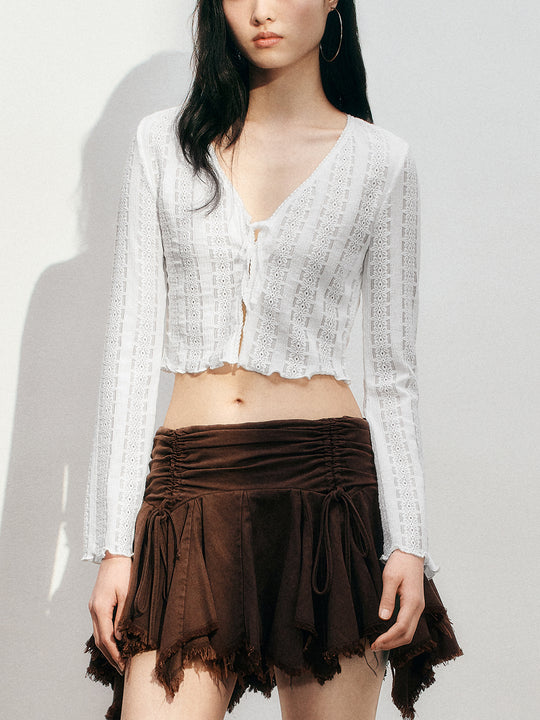 Blouses Croppées en Dentelle