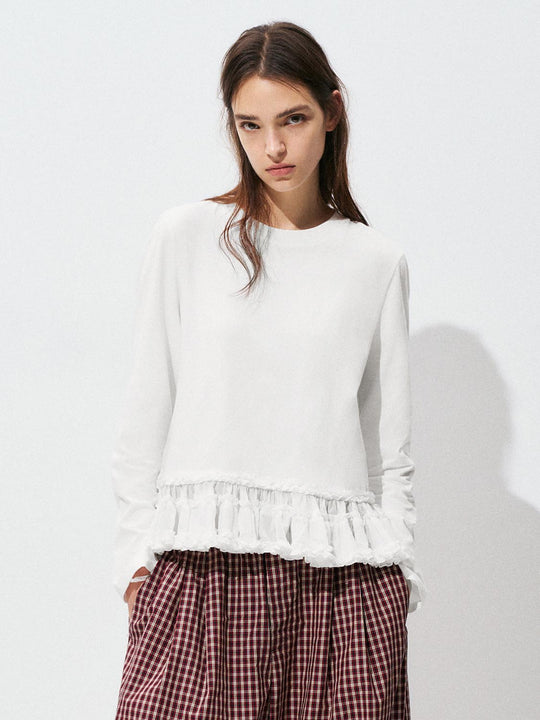 T-shirts à manches longues avec ourlet à volants