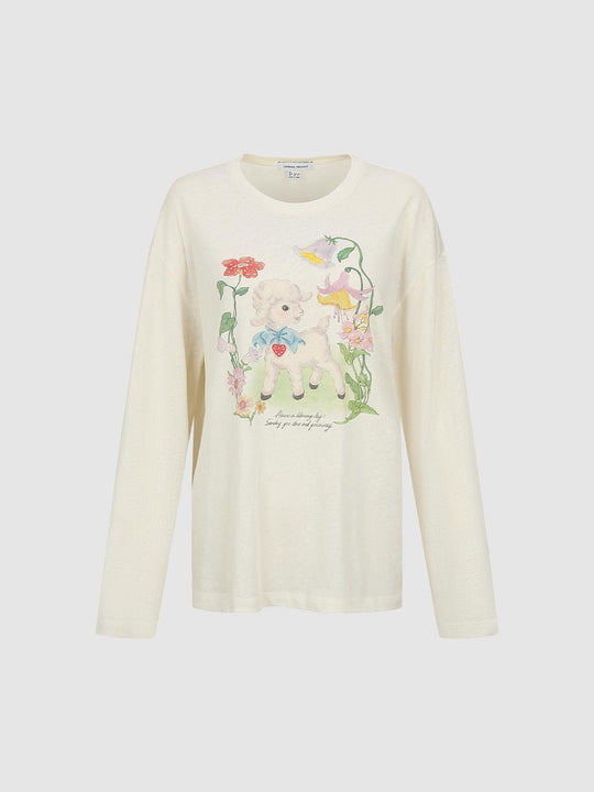 Printed Crew Neck Long Sleeve T-Shirts