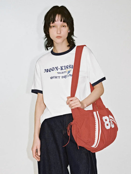 Cotton Crew Neck With Contrast Trim Print T-Shirts