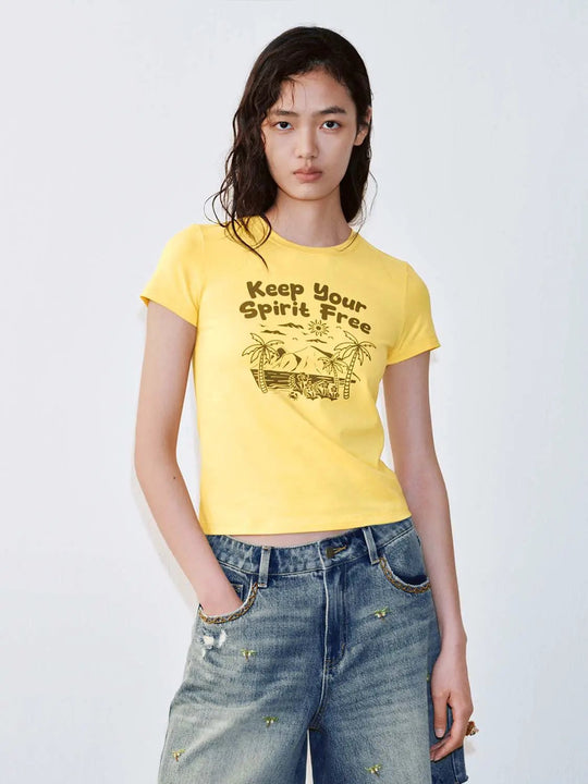 Cotton Blend Keep Your Spirit Free T Shirt