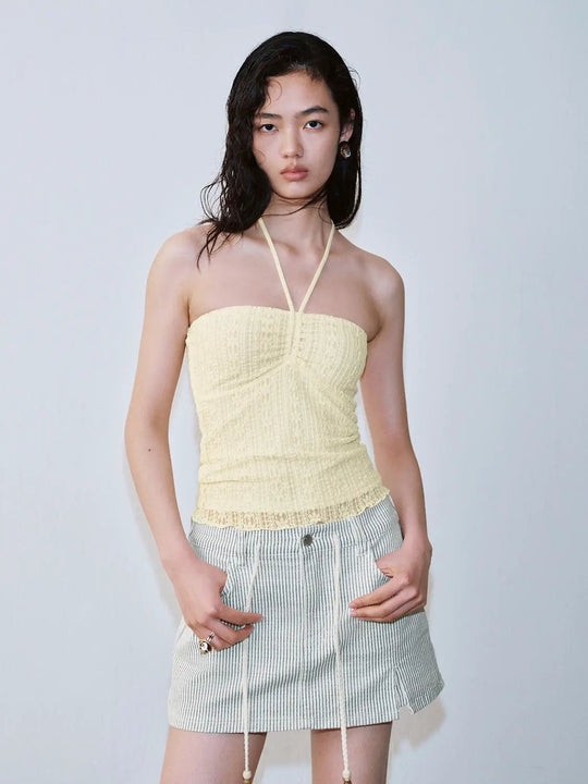 Halter Neck Bandeau Tops With Lightweight Slight Stretch Fabric