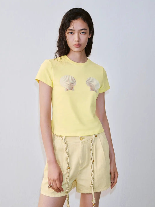 Shell Print Soft Breathable Casual Crew Neck T-Shirts