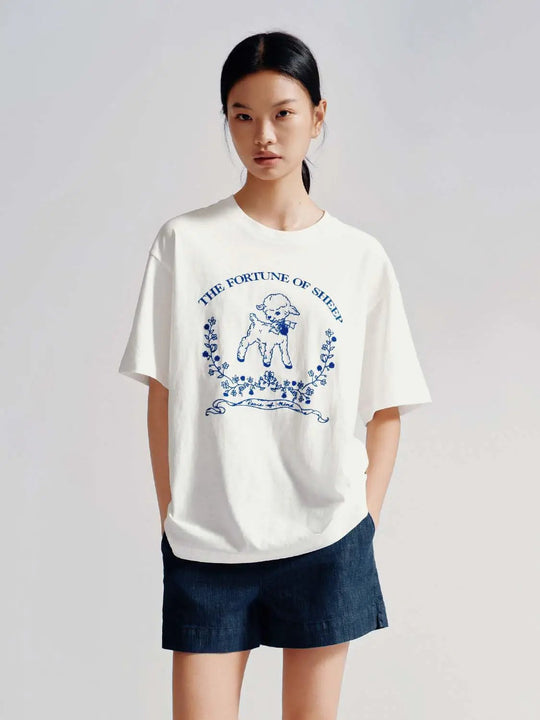 Cotton The Fortune Of Sheep Graphic T Shirt