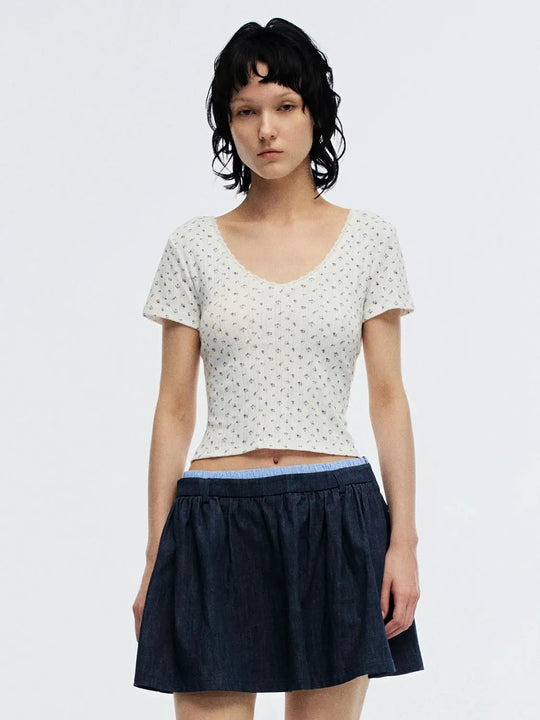 Floral Print Soft Breathable Cropped T-Shirts