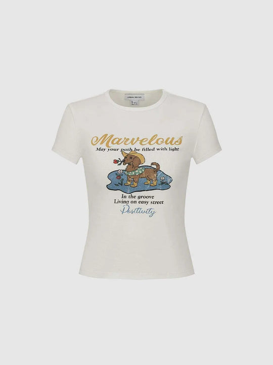 Graphic Print Short Sleeve Cotton T-shirt