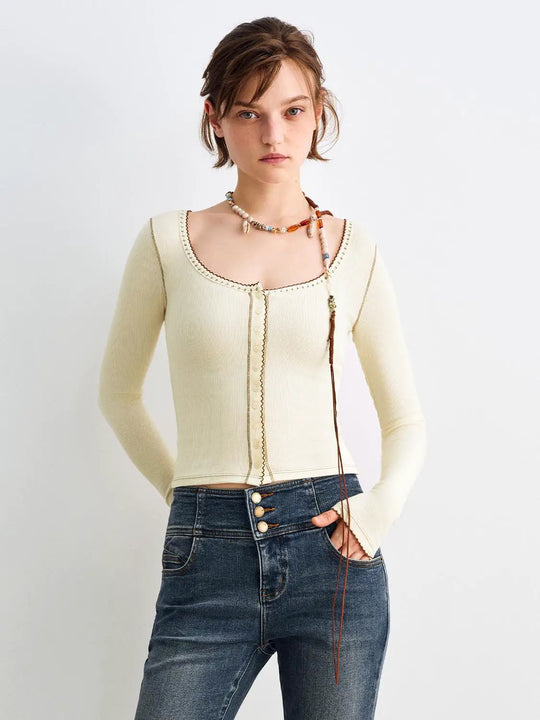 Ribknap Longsleeve Cotton Blend Top
