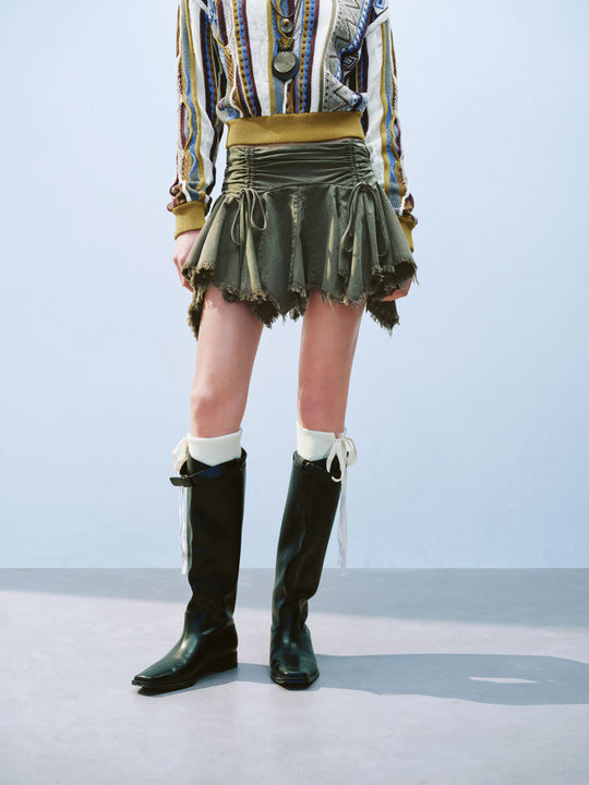 Ruched Mini A-Line Skirts