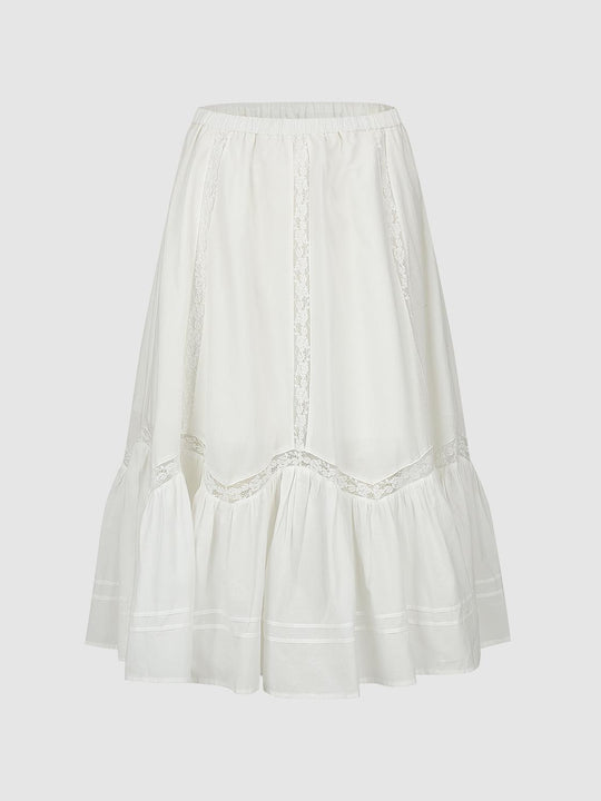 Pull On Laced A-Line Maxi Skirts