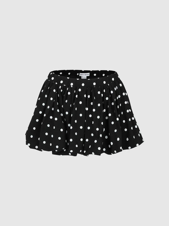 Polka Dotted Pleated A Line Mini Skirts Fashion