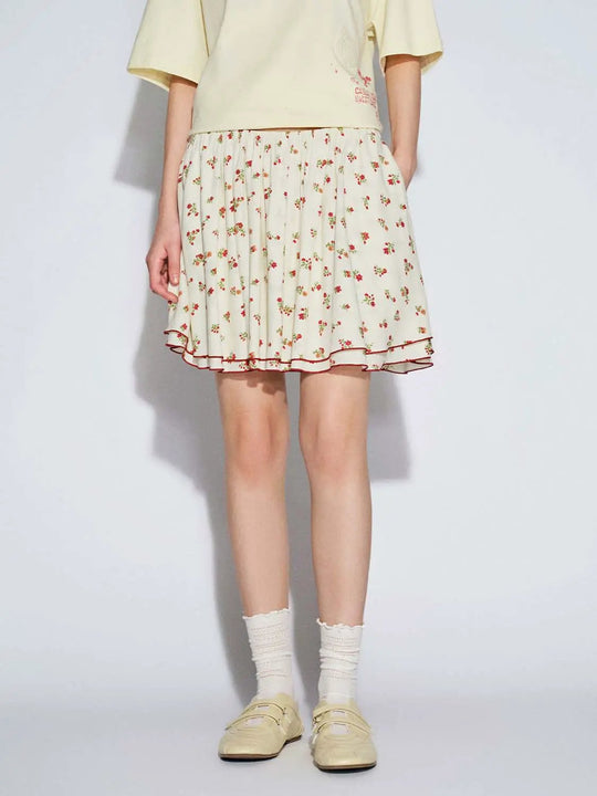 Printed Pull On A-Line Mini Skirts
