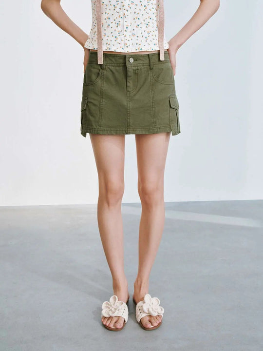 Flap Pocket A-Line Mini Skirts