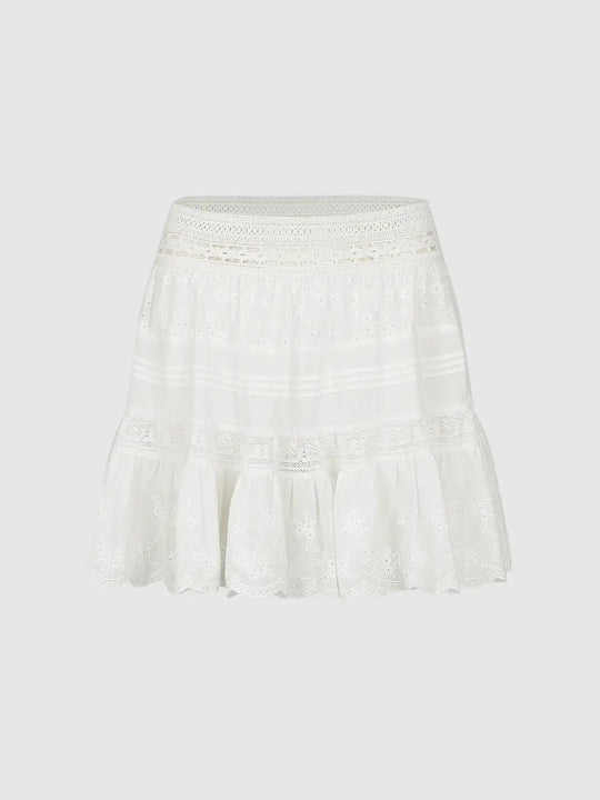 Cotton Slight-Stretch Textured Lined Skirt