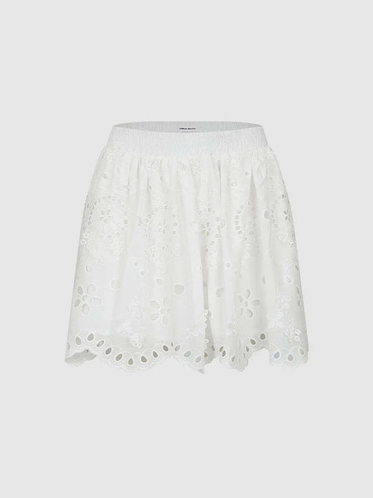Cotton Embroidered Floral Texture With Dense Stitching And Lined Interior Skirt
