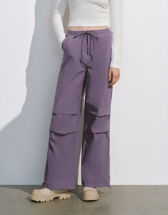 Pantalones anchos con cintura con cordón