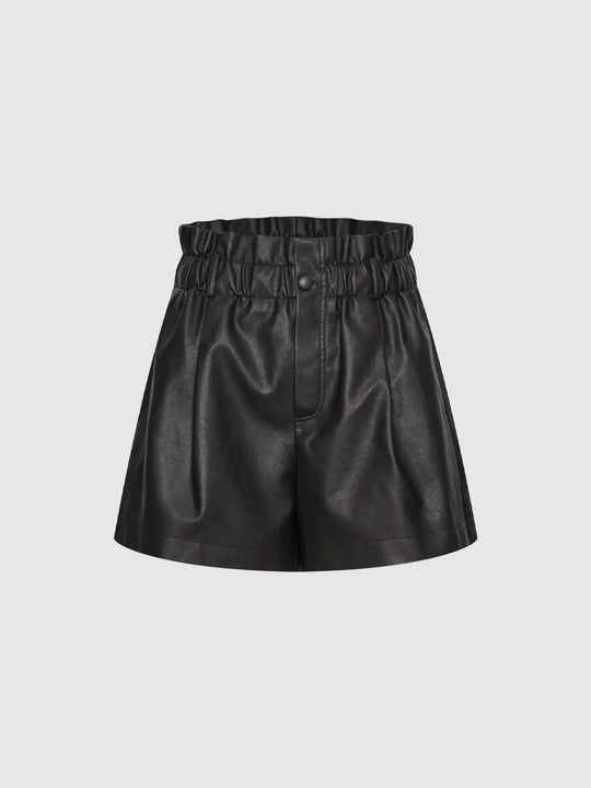 Wide-Leg-Shorts aus Mischgewebe mit elastischem Bund und Volantbesatz