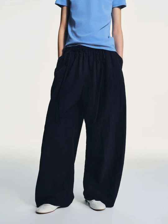 Wide-Leg Drawstring Lightweight Polyamide Comfort Fit Pants