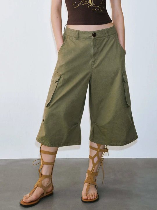 Belted Flap Pocket Midi Skirts
