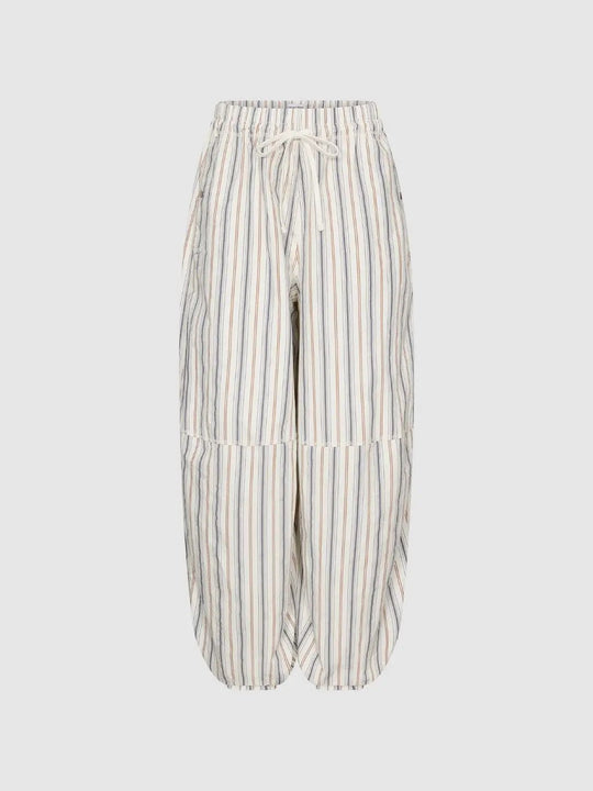 Cotton Drawstring Contrast Stripes Pants