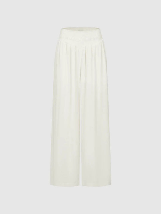 Polyester Viscose Elastane Palazzo Pull On Pants