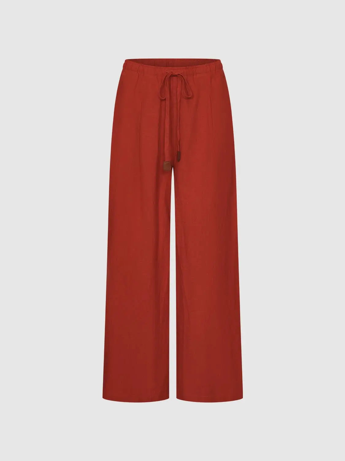 Wide-leg pants in red with drawstring waist, Urban Revivo Fashion