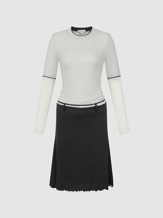 2 In 1 Crew Neck Straight Midi Dresses