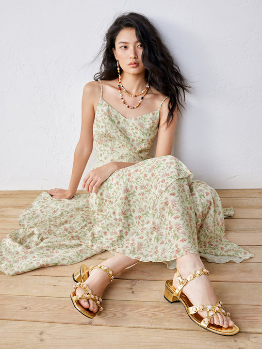 Camisole Tiered A-Line Maxi Dresses