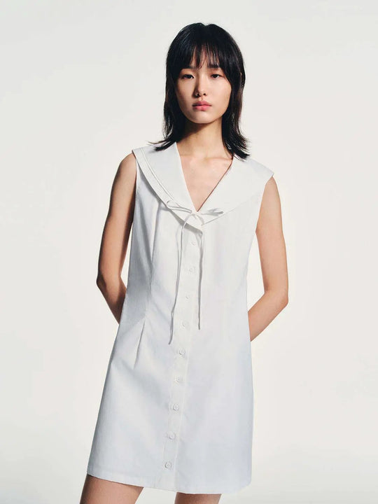 Abiti midi senza maniche con scollo a V e collo, linea a trapezio