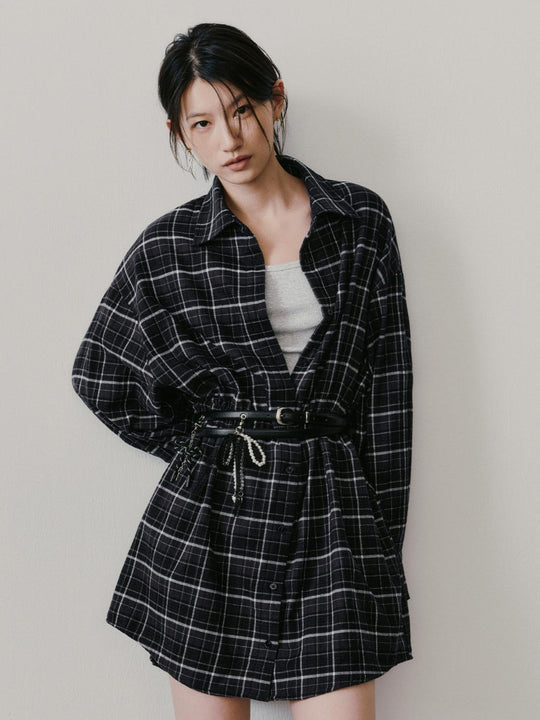 Contrast Check Straight Midi Dresses