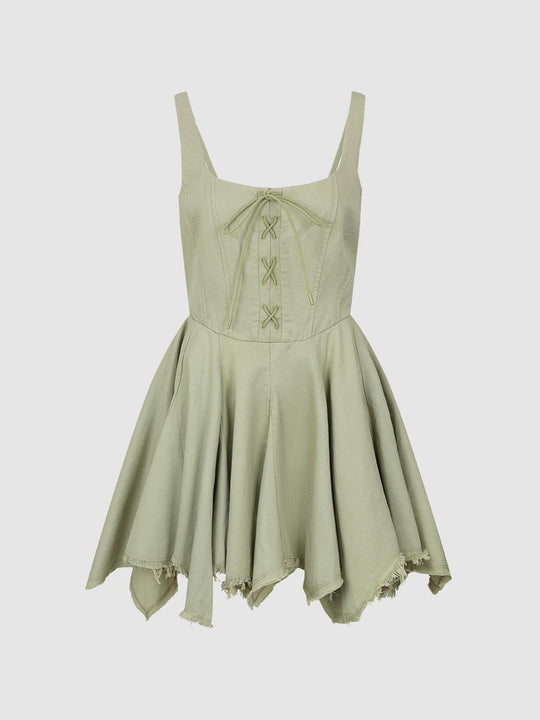 Tie Detail Strappy A-Line Midi Dresses