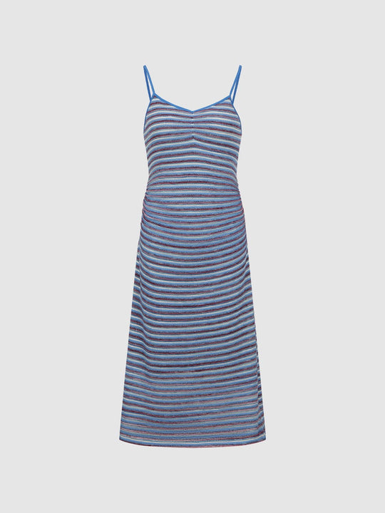 Strappy Striped Straight Midi Dresses