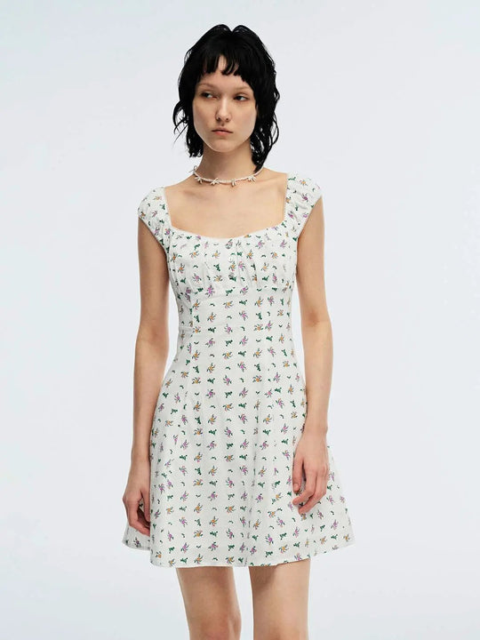 Floral Printed Button Detail A Line Midi Dresses For Summer