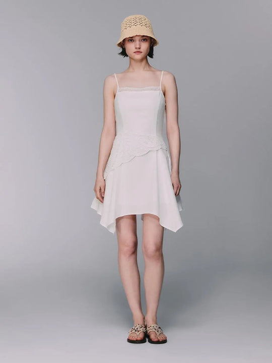 A-line Spaghetti Strap Linen Blend Dress