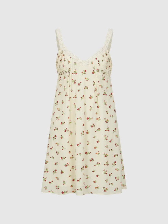 Floral Print Smocked A-Line Sleeveless Mini Dress