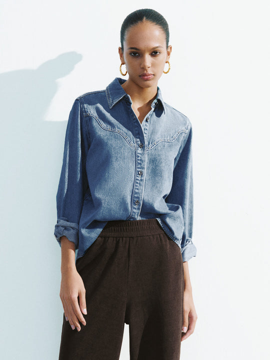 Chemises en jean boutonnées