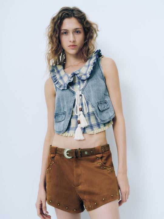 Vestes en denim à lacets sur le devant