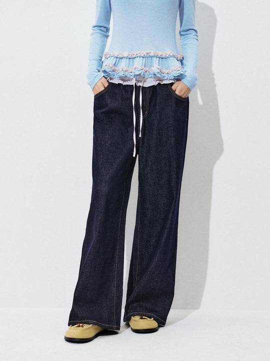 Jeans de pierna ancha con cordón