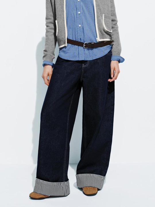 Cuffed Wide Leg Jeans