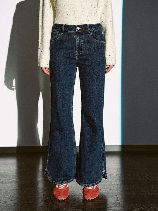 Washed Flare Leg Jeans