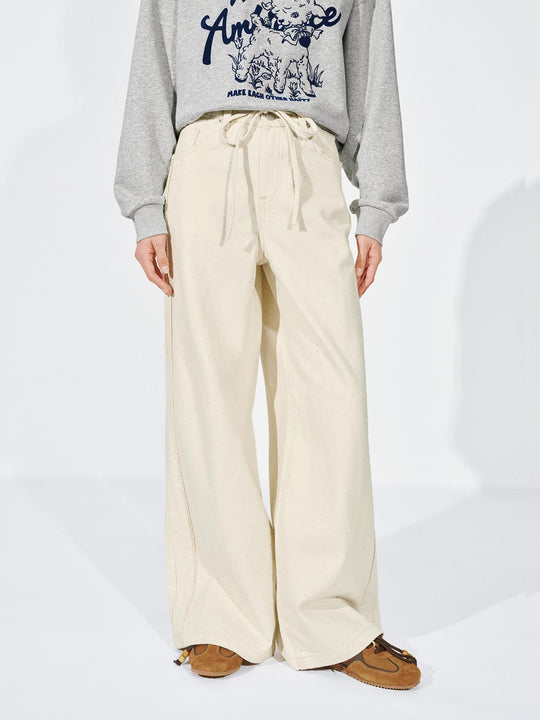 Drawstring Wide Leg Jeans