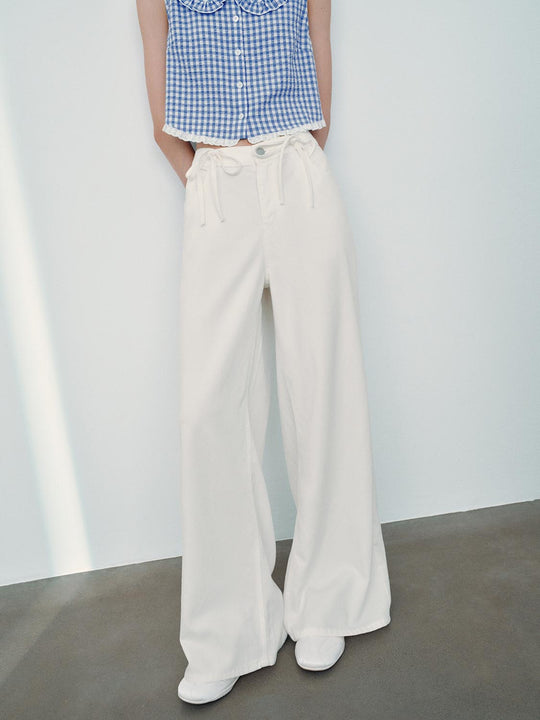 Bow Detail Wide Leg Jeans