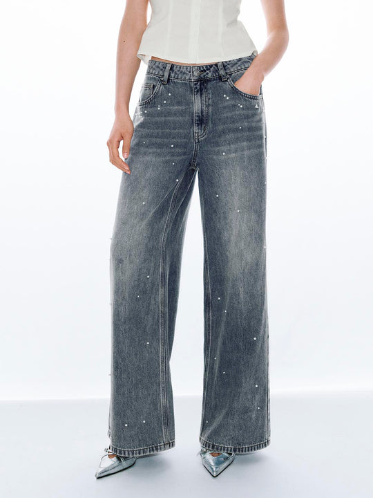 Beaded Straight Leg Jeans