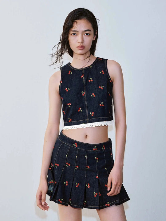 Printed Sleeveless Denim Shirts