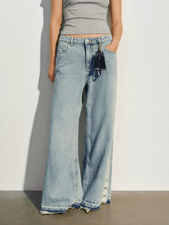 Exclusive Decoration Detail Cotton Non-Stretch Fabric Jeans