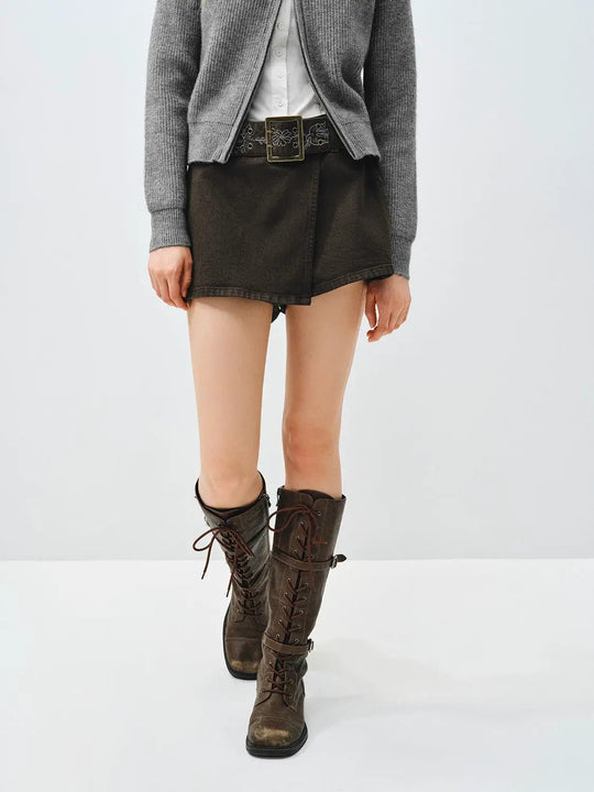 Casual Culottes With Wide-leg Silhouette Cotton Pants