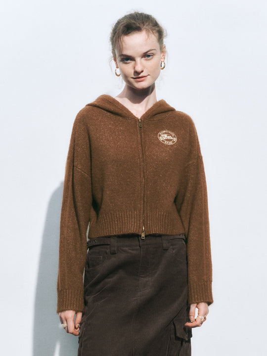 Cardigan a zip con cappuccio