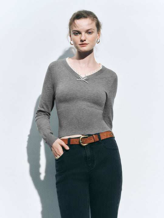 Camisetas de punto con cuello en V