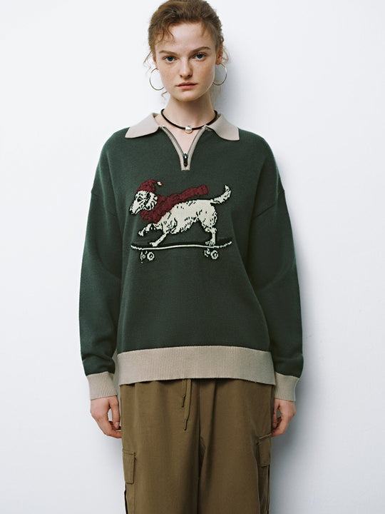 Gestrickte T-Shirts mit Hundemuster