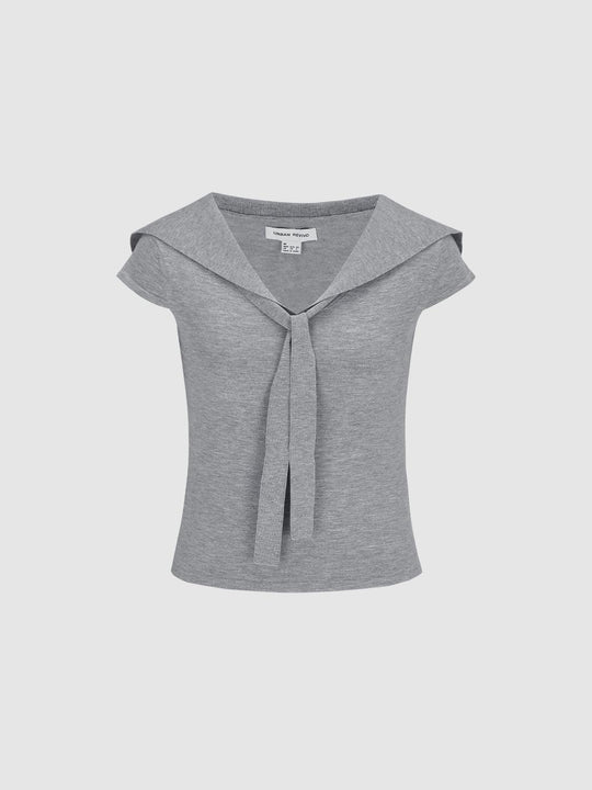 Scarf Decor Knitted T-Shirts